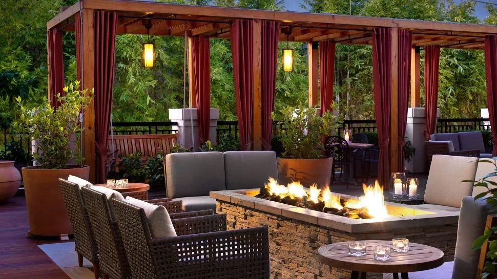 Andaz Napa outdoor terrace with fire pit