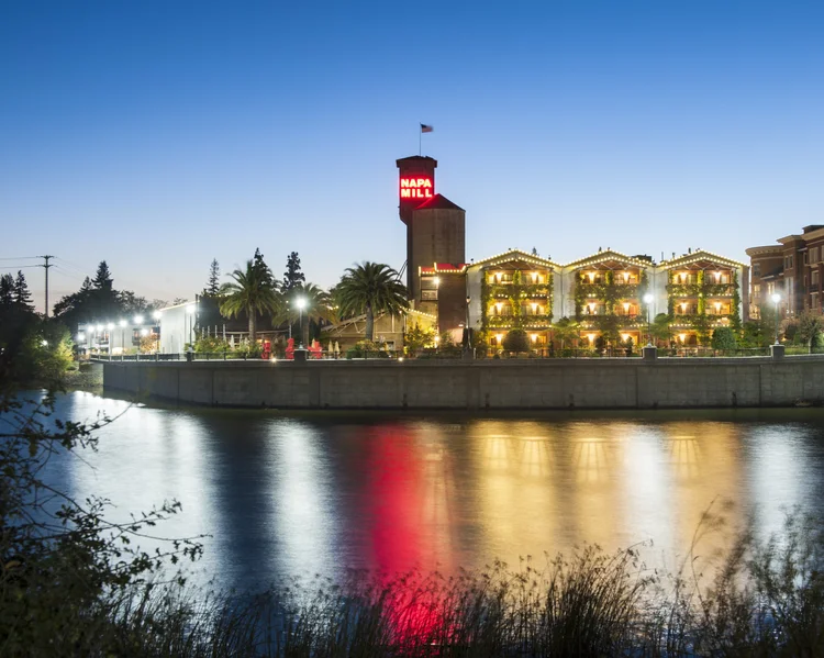 Napa River Inn at night