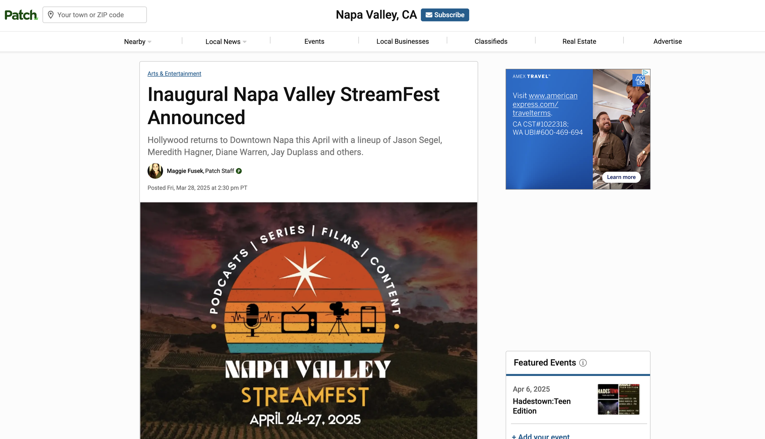 Patch: Inaugural Napa Valley StreamFest Announced