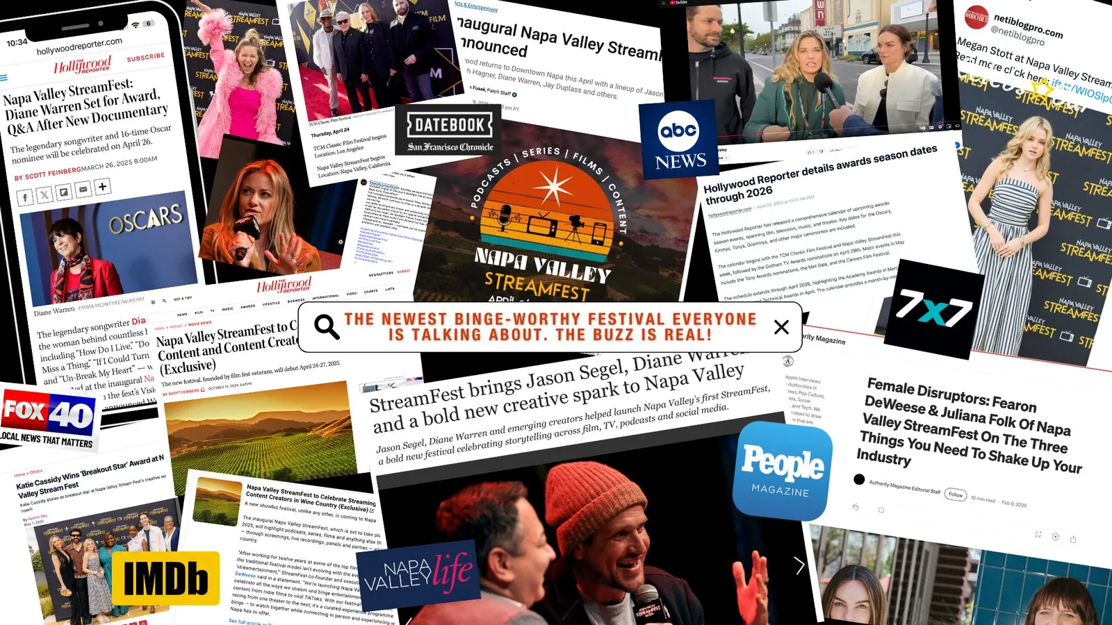 Napa Valley StreamFest press event with filmmakers and guests on stage